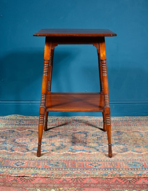 WALNUT TWO TIER OCCASIONAL TABLE ATTRIBUTED TO LIBERTY CO C1890 - ADDITIONAL PHOTO 1