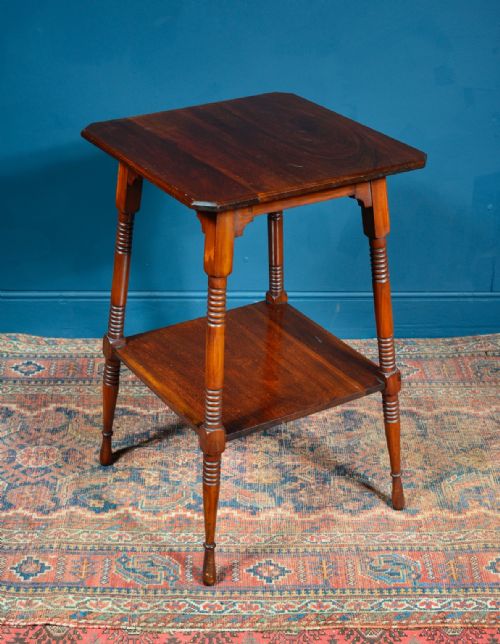 WALNUT TWO TIER OCCASIONAL TABLE ATTRIBUTED TO LIBERTY CO C1890 - ADDITIONAL PHOTO 5