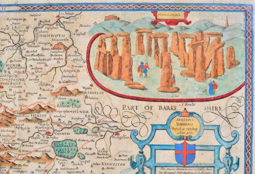 CHARLES II JOHN SPEED MAP OF 'WILSHIRE' WILTSHIRE HAND COLOURED 1676 - ADDITIONAL PHOTO 5