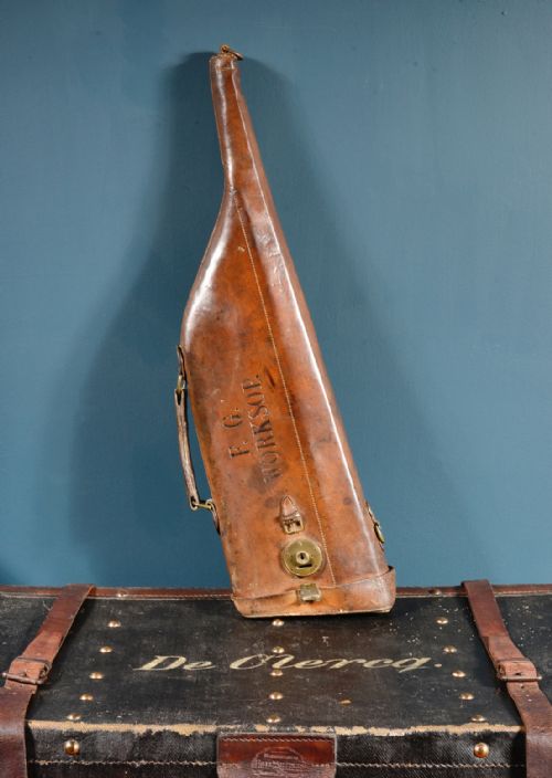 fg worksop's leather 'leg o' mutton' shotgun case c1870 - CATEGORY: ANTIQUE BOXES - DATED 1870