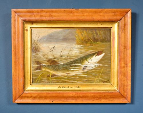 english school 'the dowdeswell pike' oil on board signed g burns c1900 - CATEGORY: ANTIQUE ART - DATED 1900
