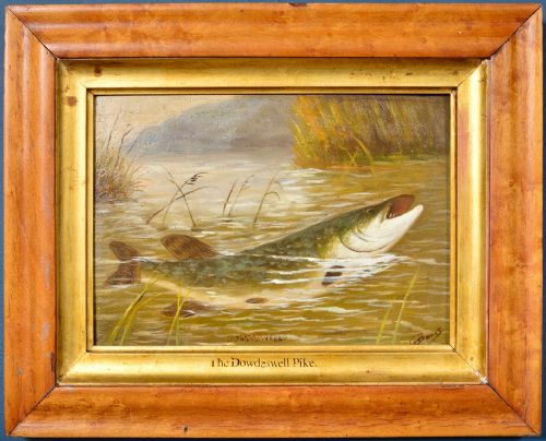 ENGLISH SCHOOL 'THE DOWDESWELL PIKE' OIL ON BOARD SIGNED G BURNS C1900 - ADDITIONAL PHOTO 3