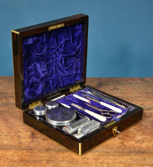victorian gentleman's coromandel shaving vanity case by af donagan cambridge c1871 - CATEGORY: ANTIQUE BOXES - DATED 1870