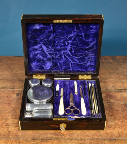 VICTORIAN GENTLEMAN'S COROMANDEL SHAVING VANITY CASE BY AF DONAGAN CAMBRIDGE C1871 - ADDITIONAL PHOTO 7