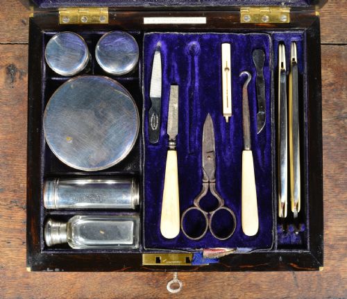 VICTORIAN GENTLEMAN'S COROMANDEL SHAVING VANITY CASE BY AF DONAGAN CAMBRIDGE C1871 - ADDITIONAL PHOTO 8