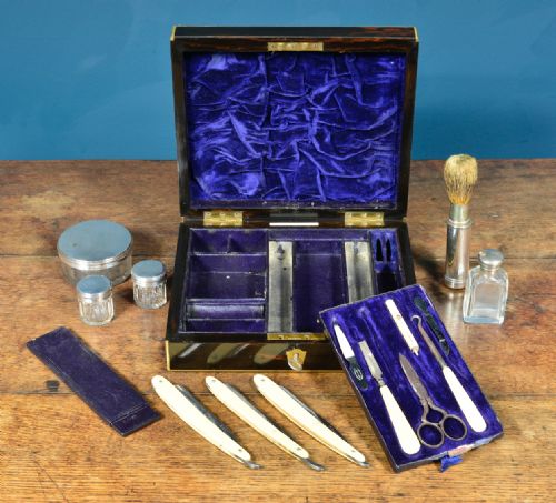 VICTORIAN GENTLEMAN'S COROMANDEL SHAVING VANITY CASE BY AF DONAGAN CAMBRIDGE C1871 - ADDITIONAL PHOTO 10