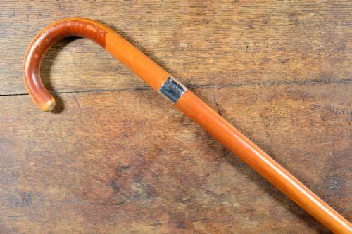 silver mounted walking stick cane by brigg london 1930 - CATEGORY: ANTIQUE MISCELLANEOUS - DATED 1930