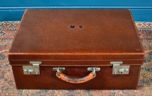 EDWARDIAN LADIES' FITTED LEATHER VANITY CASE COVER INITIALLED MS C1910 - ADDITIONAL PHOTO 6