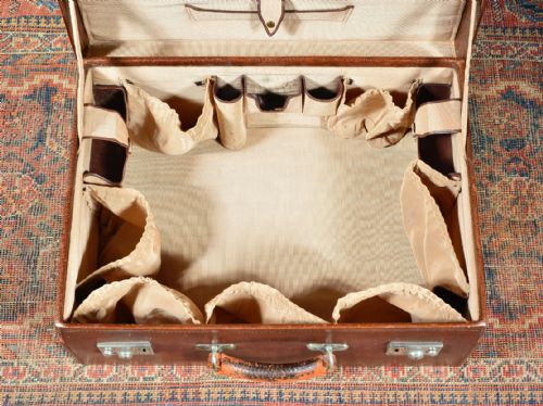 EDWARDIAN LADIES' FITTED LEATHER VANITY CASE COVER INITIALLED MS C1910 - ADDITIONAL PHOTO 9
