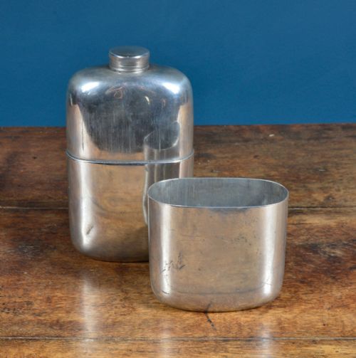JUMBO PEWTER HIP FLASK BEAKER COMBINATION BY JAMES DIXON SONS C1900 - ADDITIONAL PHOTO 1
