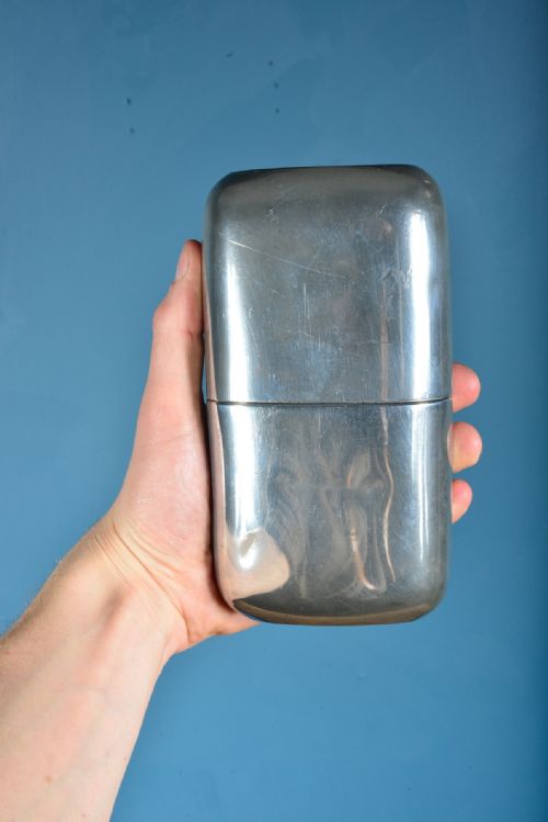 JUMBO PEWTER HIP FLASK BEAKER COMBINATION BY JAMES DIXON SONS C1900 - ADDITIONAL PHOTO 5