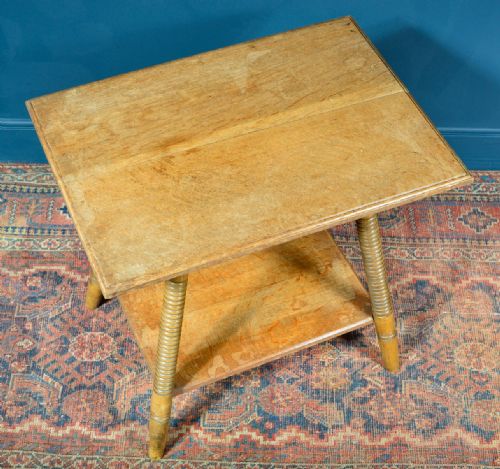 ARTS CRAFTS LIGHT OAK TWO TIER OCCASIONAL TABLE BY WILLIAM BIRCH FOR GOODYER'S C1890 - ADDITIONAL PHOTO 3