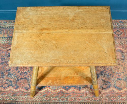 ARTS CRAFTS LIGHT OAK TWO TIER OCCASIONAL TABLE BY WILLIAM BIRCH FOR GOODYER'S C1890 - ADDITIONAL PHOTO 6