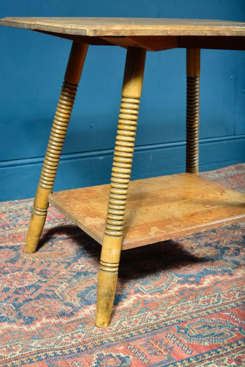 ARTS CRAFTS LIGHT OAK TWO TIER OCCASIONAL TABLE BY WILLIAM BIRCH FOR GOODYER'S C1890 - ADDITIONAL PHOTO 7