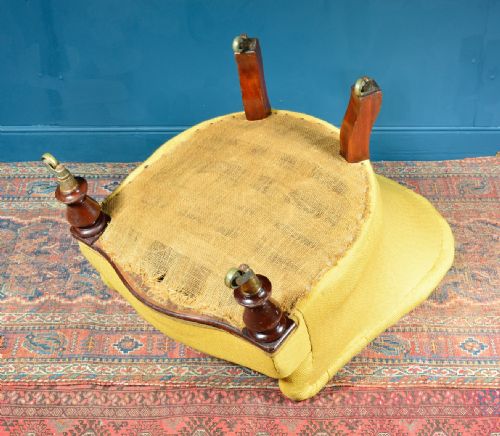 VICTORIAN BUTTON BACK EASY ARMCHAIR ON TURNED LEGS LANGEBEAR CASTORS C1870 - ADDITIONAL PHOTO 14