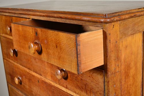 LARGE VICTORIAN GOLDEN OAK CHEST OF DRAWERS C1870 - ADDITIONAL PHOTO 6