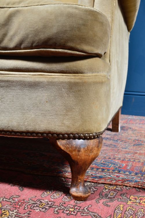 COMFY GOLD BEIGE VELVET ARMCHAIR 1920'S - ADDITIONAL PHOTO 8