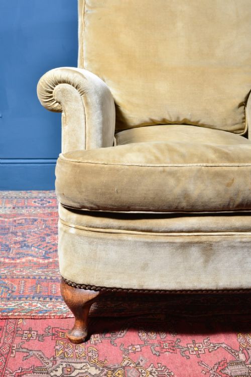 COMFY GOLD BEIGE VELVET ARMCHAIR 1920'S - ADDITIONAL PHOTO 9