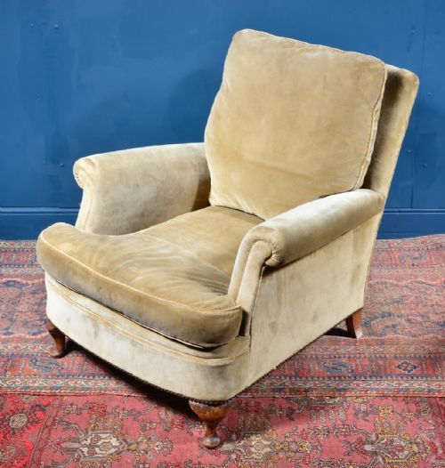 COMFY GOLD BEIGE VELVET ARMCHAIR 1920'S - ADDITIONAL PHOTO 10