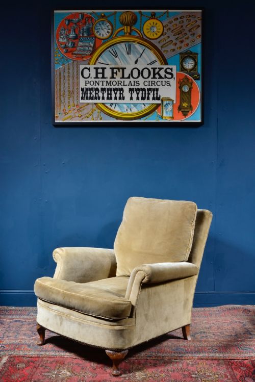 COMFY GOLD BEIGE VELVET ARMCHAIR 1920'S - ADDITIONAL PHOTO 11