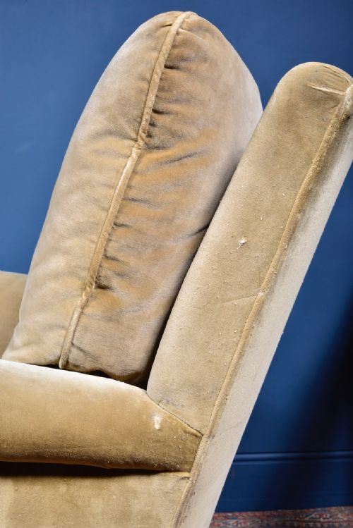 COMFY GOLD BEIGE VELVET ARMCHAIR 1920'S - ADDITIONAL PHOTO 12