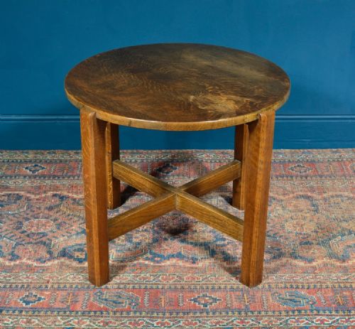 ARTS AND CRAFTS COTSWOLD SCHOOL OAK CIRCULAR OCCASIONAL TABLE 1930'S - ADDITIONAL PHOTO 1