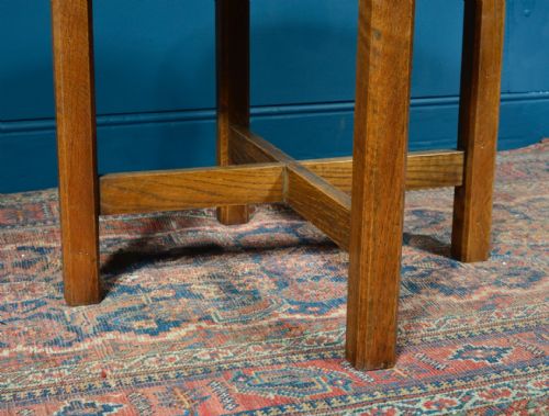 ARTS AND CRAFTS COTSWOLD SCHOOL OAK CIRCULAR OCCASIONAL TABLE 1930'S - ADDITIONAL PHOTO 6