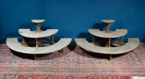 PAIR OF ARTS AND CRAFTS BLEACHED OAK DEMI LUNE STANDS C1900 - ADDITIONAL PHOTO 1
