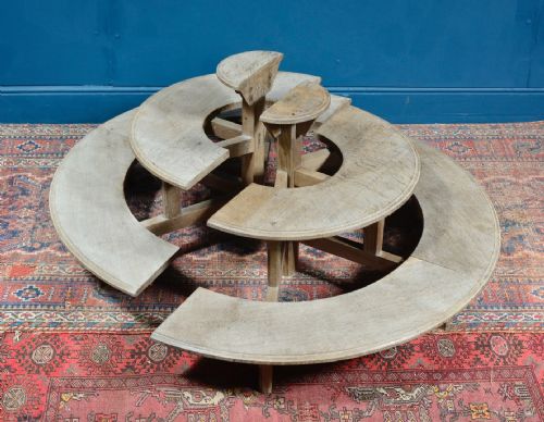 PAIR OF ARTS AND CRAFTS BLEACHED OAK DEMI LUNE STANDS C1900 - ADDITIONAL PHOTO 2