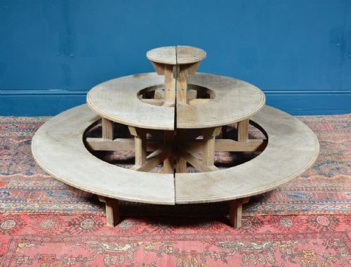 PAIR OF ARTS AND CRAFTS BLEACHED OAK DEMI LUNE STANDS C1900 - ADDITIONAL PHOTO 3