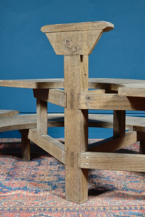 PAIR OF ARTS AND CRAFTS BLEACHED OAK DEMI LUNE STANDS C1900 - ADDITIONAL PHOTO 5
