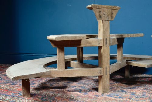 PAIR OF ARTS AND CRAFTS BLEACHED OAK DEMI LUNE STANDS C1900 - ADDITIONAL PHOTO 6