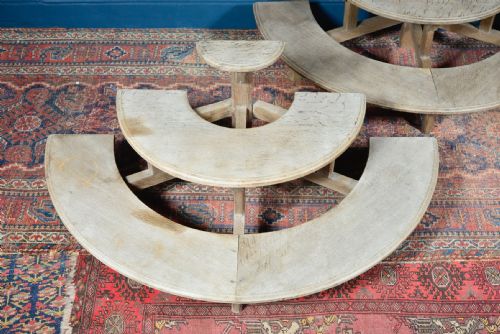 PAIR OF ARTS AND CRAFTS BLEACHED OAK DEMI LUNE STANDS C1900 - ADDITIONAL PHOTO 8