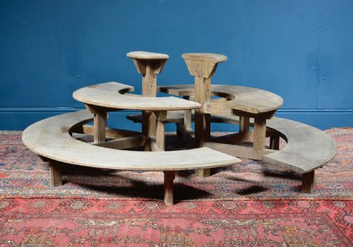 PAIR OF ARTS AND CRAFTS BLEACHED OAK DEMI LUNE STANDS C1900 - ADDITIONAL PHOTO 10