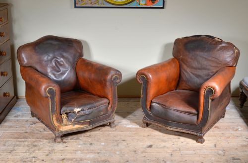 PAIR OF VICTORIAN BROWN LEATHER CLUB CHAIRS C1890 - ADDITIONAL PHOTO 1