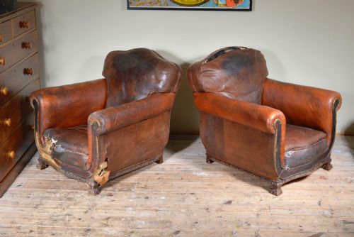 PAIR OF VICTORIAN BROWN LEATHER CLUB CHAIRS C1890 - ADDITIONAL PHOTO 2