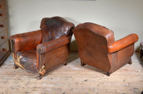 PAIR OF VICTORIAN BROWN LEATHER CLUB CHAIRS C1890 - ADDITIONAL PHOTO 5