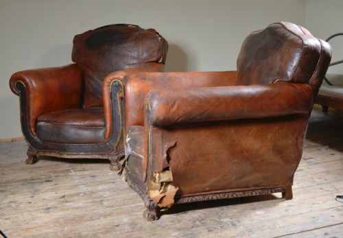 PAIR OF VICTORIAN BROWN LEATHER CLUB CHAIRS C1890 - ADDITIONAL PHOTO 7