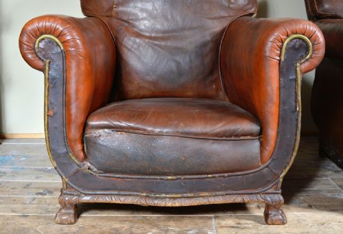 PAIR OF VICTORIAN BROWN LEATHER CLUB CHAIRS C1890 - ADDITIONAL PHOTO 9