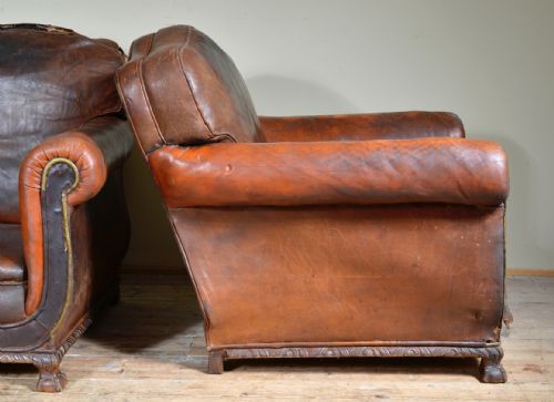 PAIR OF VICTORIAN BROWN LEATHER CLUB CHAIRS C1890 - ADDITIONAL PHOTO 10