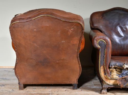 PAIR OF VICTORIAN BROWN LEATHER CLUB CHAIRS C1890 - ADDITIONAL PHOTO 12