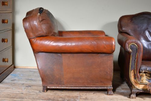 PAIR OF VICTORIAN BROWN LEATHER CLUB CHAIRS C1890 - ADDITIONAL PHOTO 13