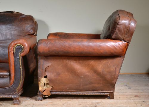 PAIR OF VICTORIAN BROWN LEATHER CLUB CHAIRS C1890 - ADDITIONAL PHOTO 14
