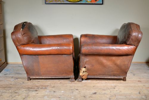 PAIR OF VICTORIAN BROWN LEATHER CLUB CHAIRS C1890 - ADDITIONAL PHOTO 22