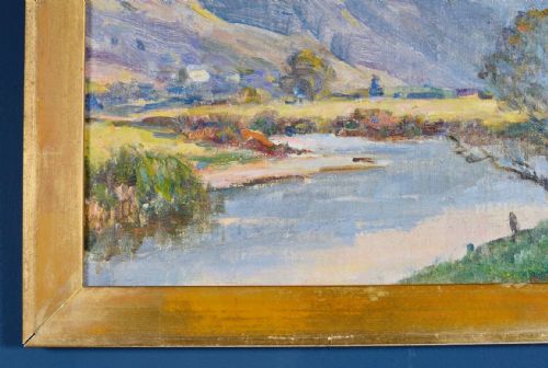 OWEN BOWEN STAITHES GROUP 18731967 A RIVER LANDSCAPE OIL ON CANVAS BOARD SIGNED C1910 - ADDITIONAL PHOTO 5