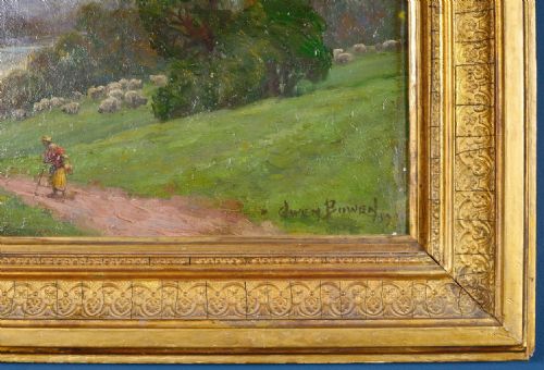 OWEN BOWEN STAITHES GROUP 18731967 WHARFE VALLEY YORKSHIRE OIL ON CANVAS BOARD SIGNED AND DATED 1901 - ADDITIONAL PHOTO 1