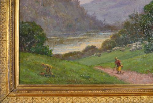 OWEN BOWEN STAITHES GROUP 18731967 WHARFE VALLEY YORKSHIRE OIL ON CANVAS BOARD SIGNED AND DATED 1901 - ADDITIONAL PHOTO 2