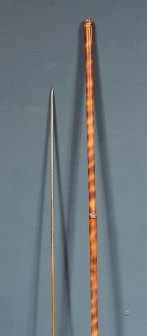 HORN HANDLED SIMULATED SATINWOOD BAMBOO STILETTO SWORD CANE C1920 - ADDITIONAL PHOTO 1
