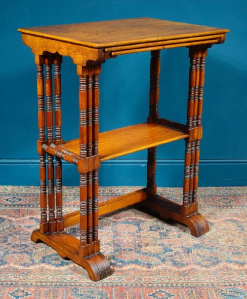 AESTHETIC MOVEMENT WALNUT NEST OF THREE TABLES C1890 - ADDITIONAL PHOTO 1