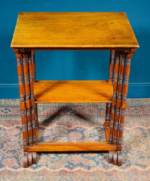 AESTHETIC MOVEMENT WALNUT NEST OF THREE TABLES C1890 - ADDITIONAL PHOTO 6
